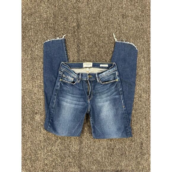 FRAME Denim Le Skinny de Jeanne Blue Skinny Jeans Size 27 Tulip Hem Mid Rise - Picture 3 of 7